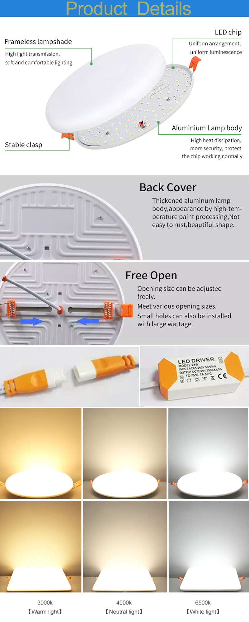 Детаљи ЛЕД панела са ледним панелом